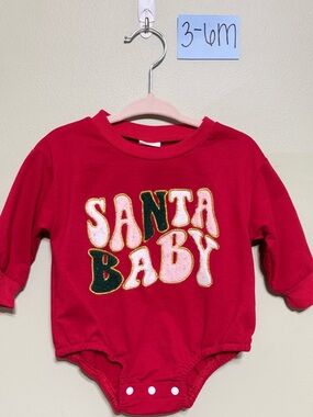 NWOT Infant Santa Baby Red Long-Sleeve Bodysuit, 3-6 Months